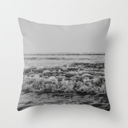 Black and White Pacific Ocean Waves Throw Pillow