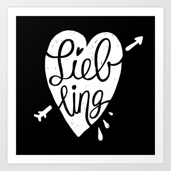 Liebling calligraphy - black Art Print