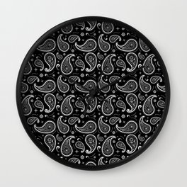 Black and White Paisley Pattern Wall Clock