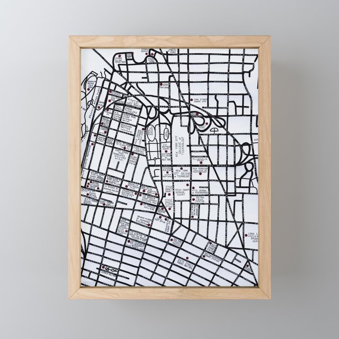 Literary Map of Brooklyn Framed Mini Art Print