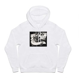 Herbie's Tune, Abstract Jazz Instruments Black and White Block Print Hoody | Instruments, Music, Modern, Percussion, Musician, Trumpet, Musical, Horn, Contemporary, Musicnote 