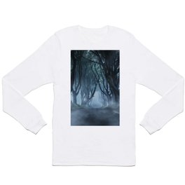 Very cold foggy morning at Dark Hedges Long Sleeve T-shirt
