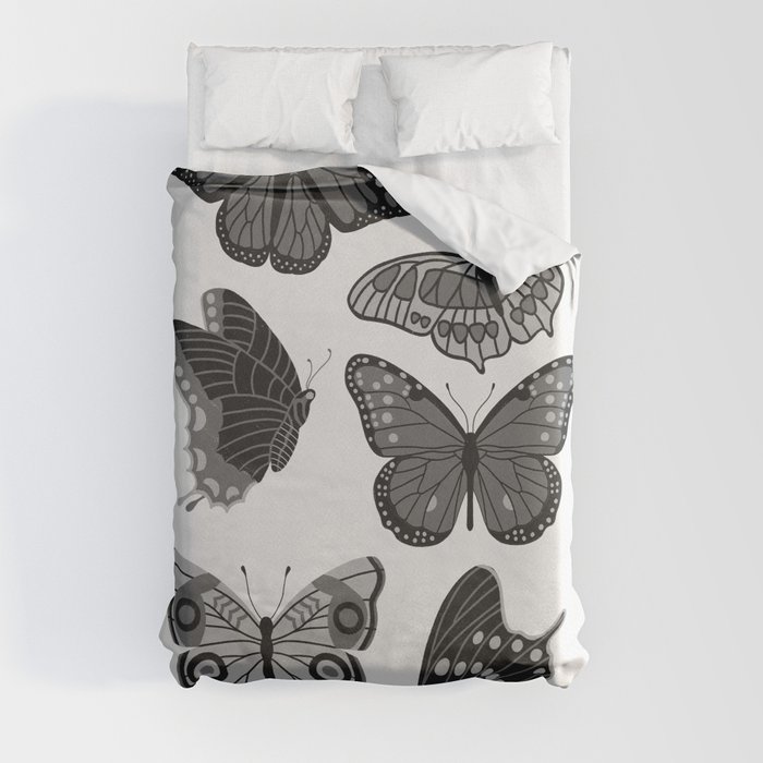 Texas Butterflies – Black and White Duvet Cover