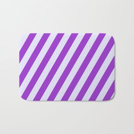[ Thumbnail: Lavender and Dark Orchid Colored Striped/Lined Pattern Bath Mat ]