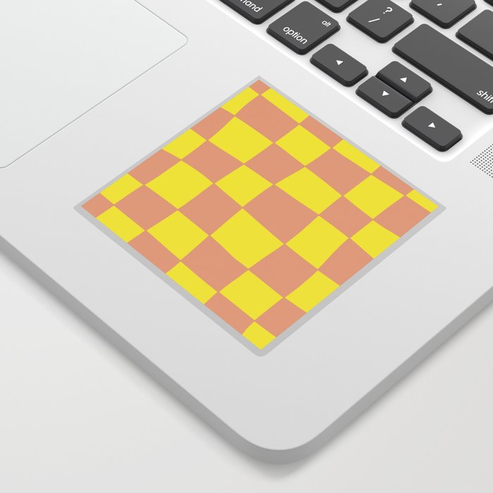Hand Drawn Checkerboard Pattern (pink/yellow) Sticker
