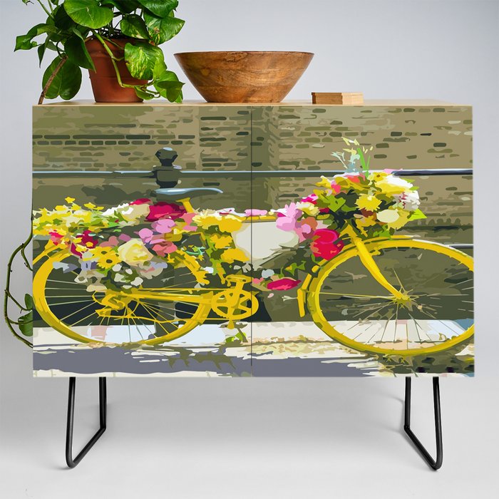 Springtime Floral Bike Ride Credenza