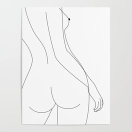 Female back nude line Poster