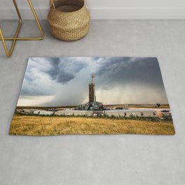 Nevermind the Weather - Oil Rig and Passing Storm in Oklahoma Rug