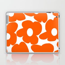 Orange Retro Flowers White Background #decor #society6 #buyart Laptop Skin