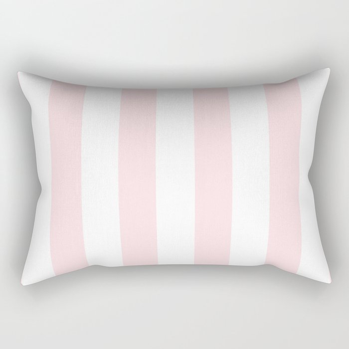 Simply Vertical Stripes Flamingo Pink on White Rectangular Pillow