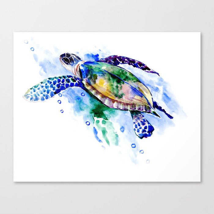 Swimming Sea Turtle Canvas Print