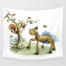 A Fawn and a Squirrel Wall Tapestry