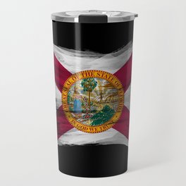 Florida state flag brush stroke, Florida flag background Travel Mug