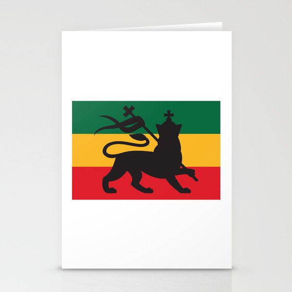 rastafarian flag with the lion of judah (reggae background) Stationery Cards