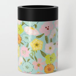 Abstract Pastel Matisse Summer Garden Turquoise Can Cooler