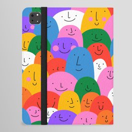 Diverse colorful people crowd pattern illustration iPad Folio Case
