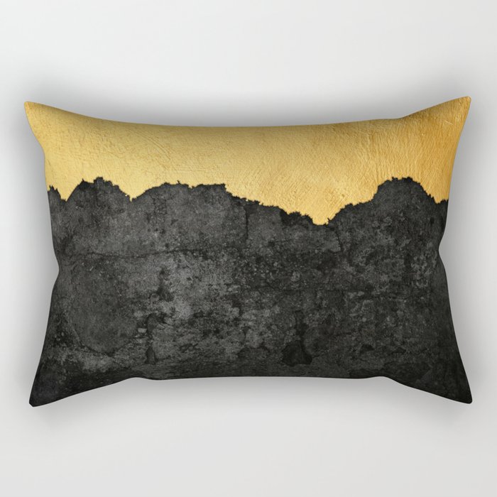 Black Grunge & Gold texture Rectangular Pillow