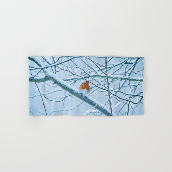 Robin in the cold Hand & Bath Towel