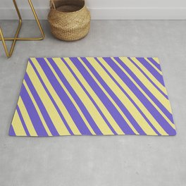 [ Thumbnail: Tan and Slate Blue Colored Lined/Striped Pattern Rug ]