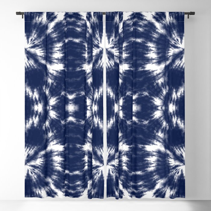 Indigo Blue Tie Dye Blackout Curtain
