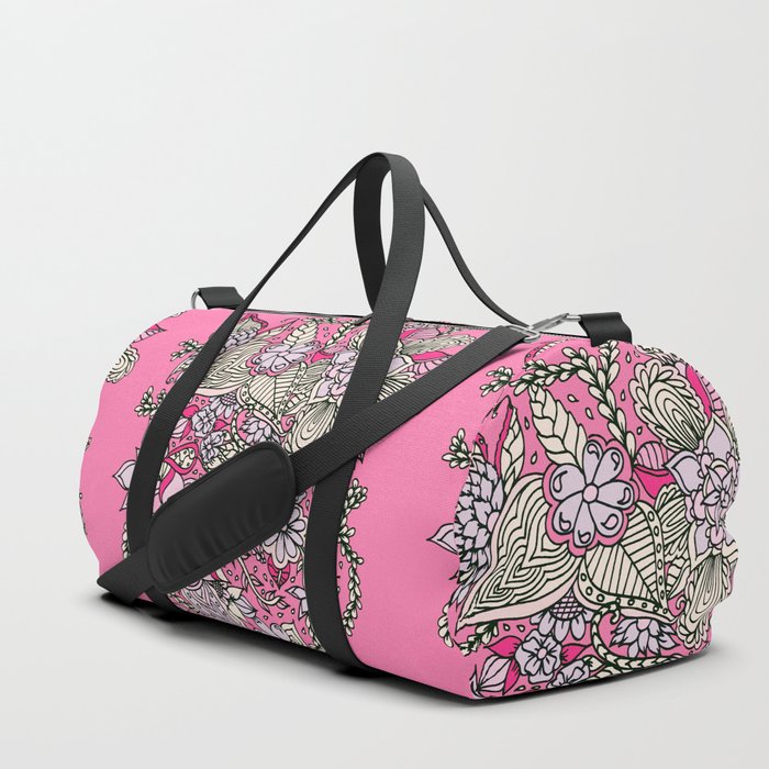 Spring summer pastel pink purple floral illustration Duffle Bag by ...