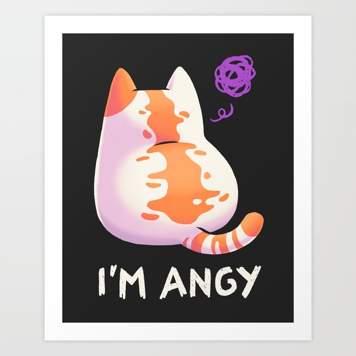 No Thank You - Angry Cute Cat, Mini Art Print Art Print with Stand