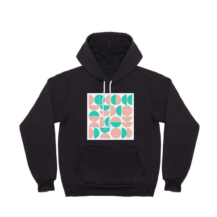 Pink and turquoise pastel modern Mid-Century shapes Hoody