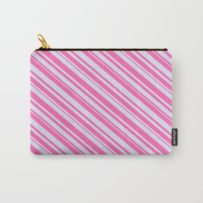 Lavender and Hot Pink Colored Lines Pattern Carry-All Pouch