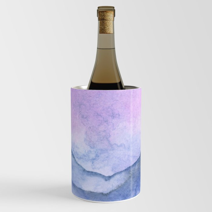 Purple Mountain Scape With Watercolor Wine Chiller