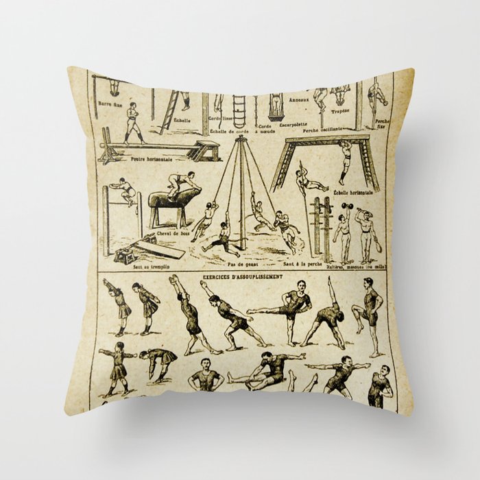 Vintage Gymnastics Throw Pillow