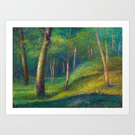 Maidenhair, Aspen, Ginkgo Biloba, & Birch Tree Forest landscape painting by Edmond Petitjean Art Print