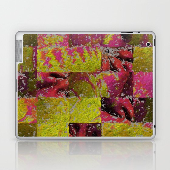 Patchwork Memories Pink and Chartreuse Art and decor Laptop & iPad Skin