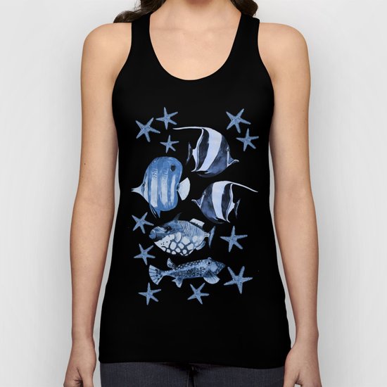 Fish underwater watercolor allover pattern Unisex Tank Top