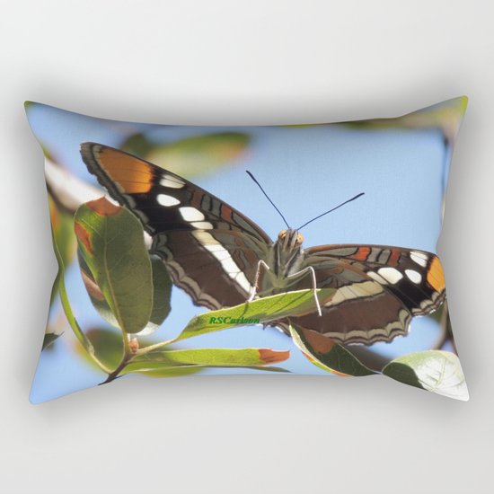 California Sister Butterfly on Oak Leaves Rectangular Pillow
