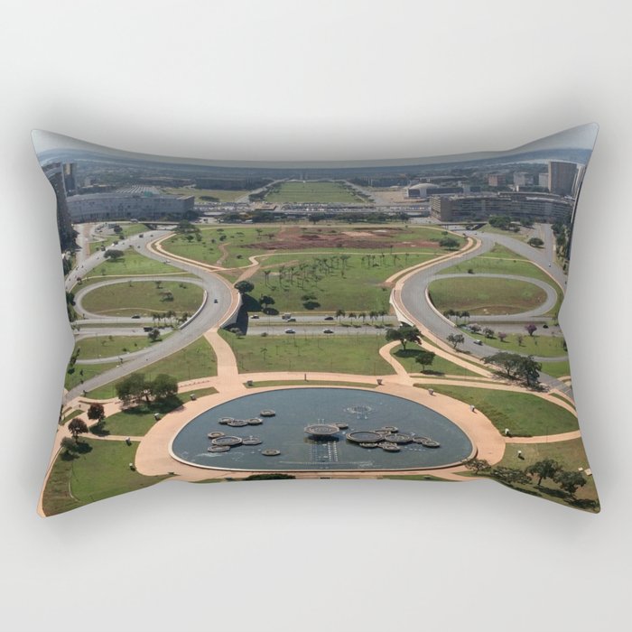 Brazil Photography - The Monumental Axis Avenue In Brasília Rectangular Pillow