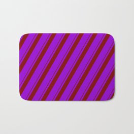 [ Thumbnail: Maroon and Dark Violet Colored Lines/Stripes Pattern Bath Mat ]