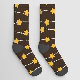 Christmas Pattern Yellow Stripe Star Socks