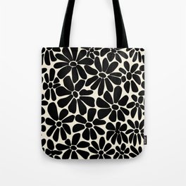 Black and White Retro Floral Art Print  Tote Bag