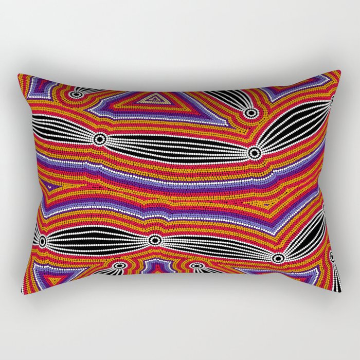 Authentic Aboriginal Art - Neurum Creek Bush Tracks Rectangular Pillow