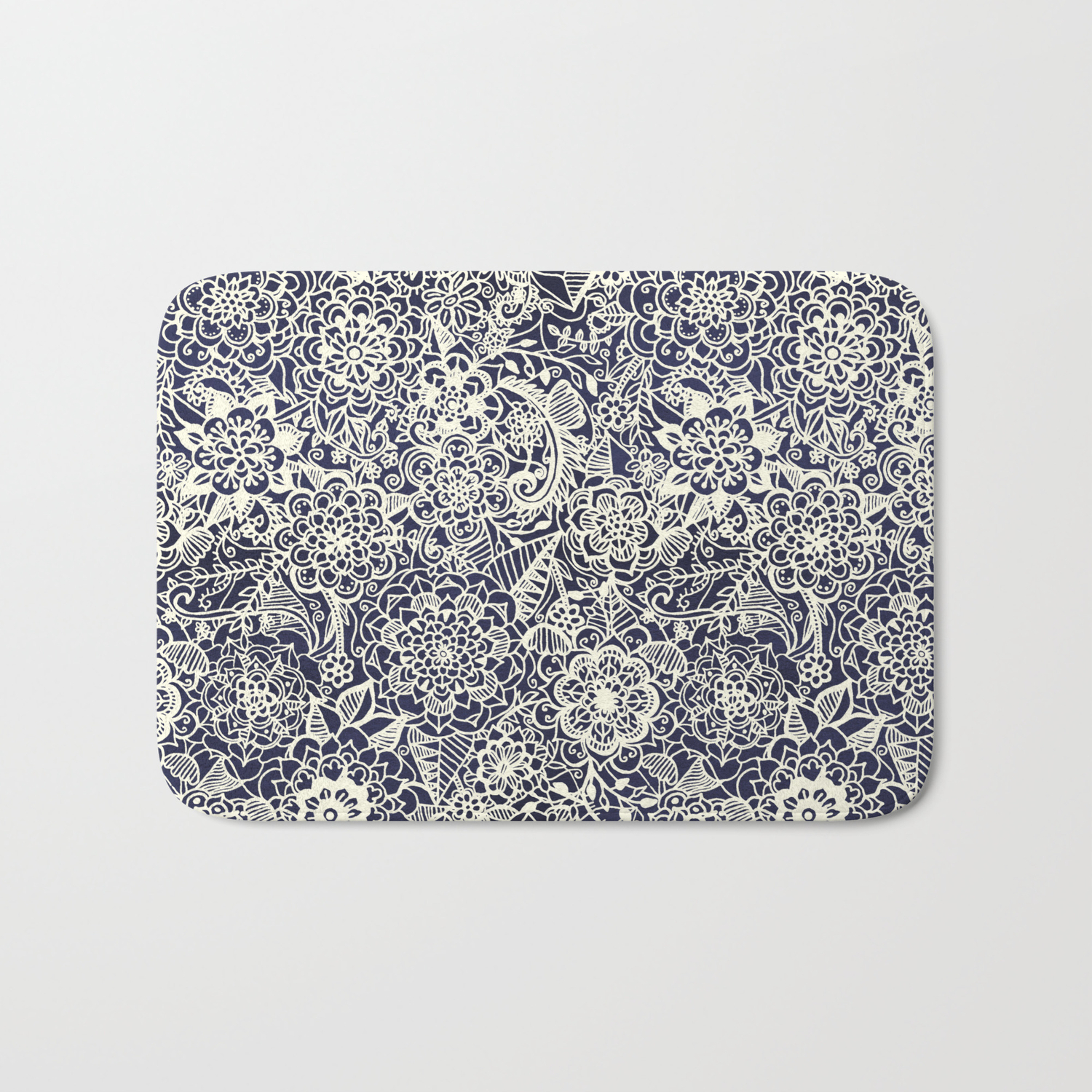 Lace On Nautical Navy Blue Bath Mat By Tangerinetane Society6