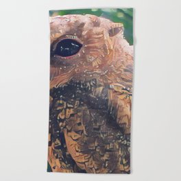 Small Cute Owl Closeup | Bird | Animal | Wildlife | Flying Creature | Nature Photography Art Beach Towel