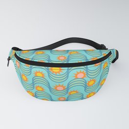 RISE AND SHINE ABSTRACT PATTERN in BLUE GREEN ORANGE YELLOW Fanny Pack