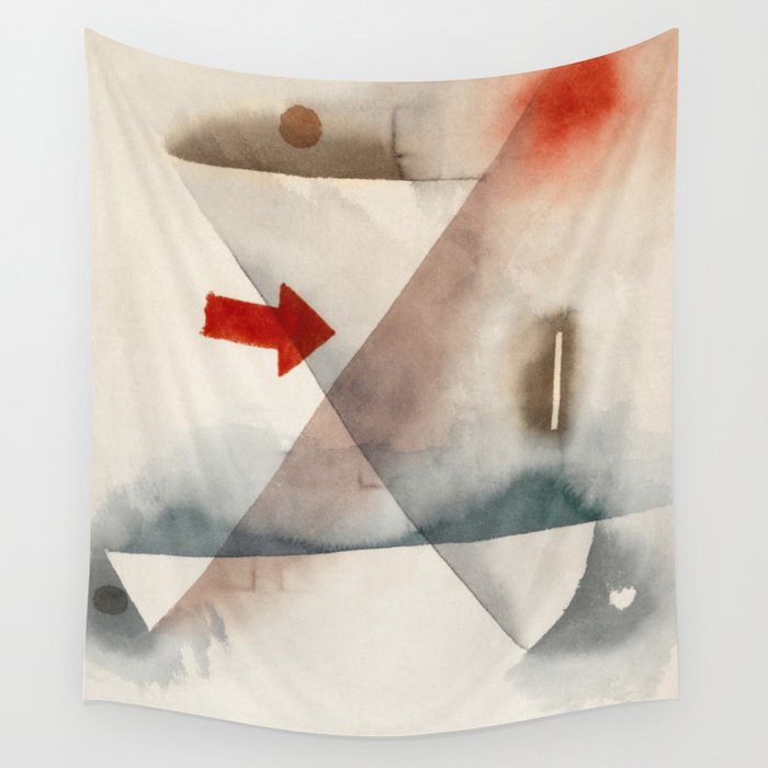 Red Arrow White Abstract Painting Wall Tapestry
