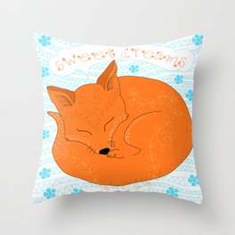 Sweet Foxy Dreams Throw Pillow
