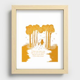 Pooh "If there ever comes a day" friendship quote linocut Recessed Framed Print