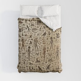 Ancient Egyptian Gods and hieroglyphs - Vintage and gold Comforter