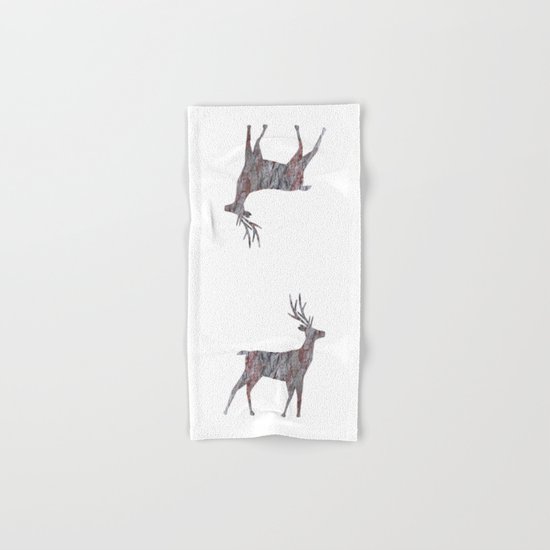 deer silhouette stag pine bark Hand & Bath Towel