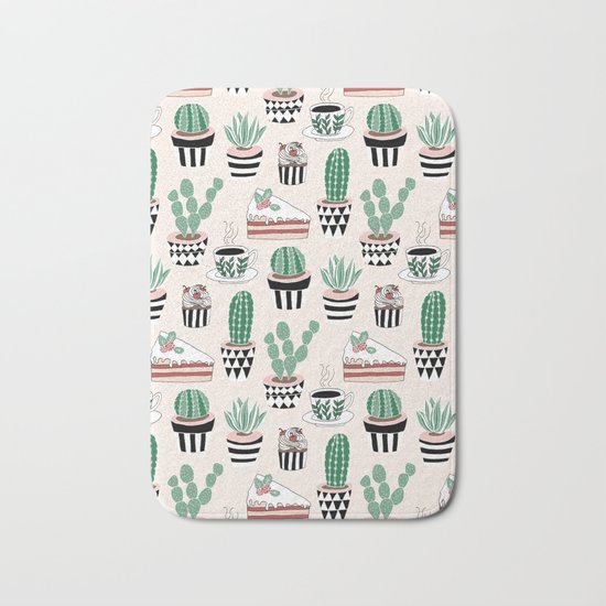 Cacti, Coffee and Cake Bath Mat