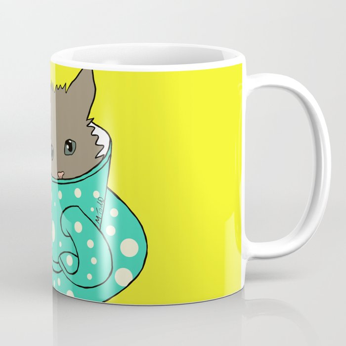 Kitten In A Teacup Coffee Mug | Drawing, Digital, Graphic-design, Kitten, Cat, Kitten-in-teacup, Tea, Cup, Mug, Kitty