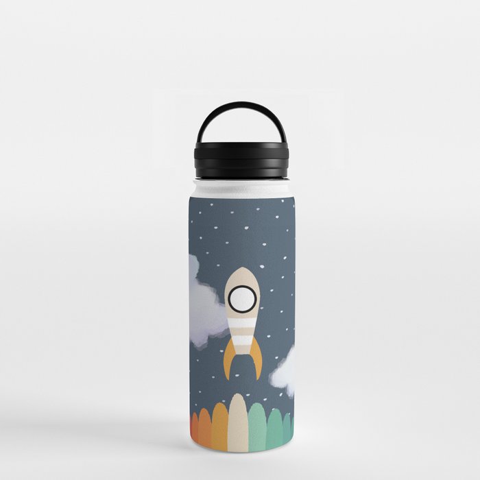 Space Rocket  Galaxy Outer Space Pattern Water Bottle